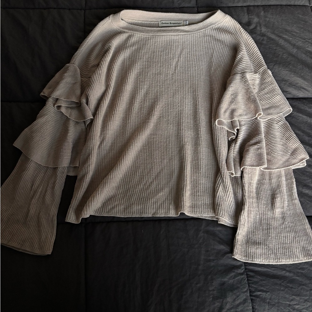 Elegant cream Ruffle Sleeve Top